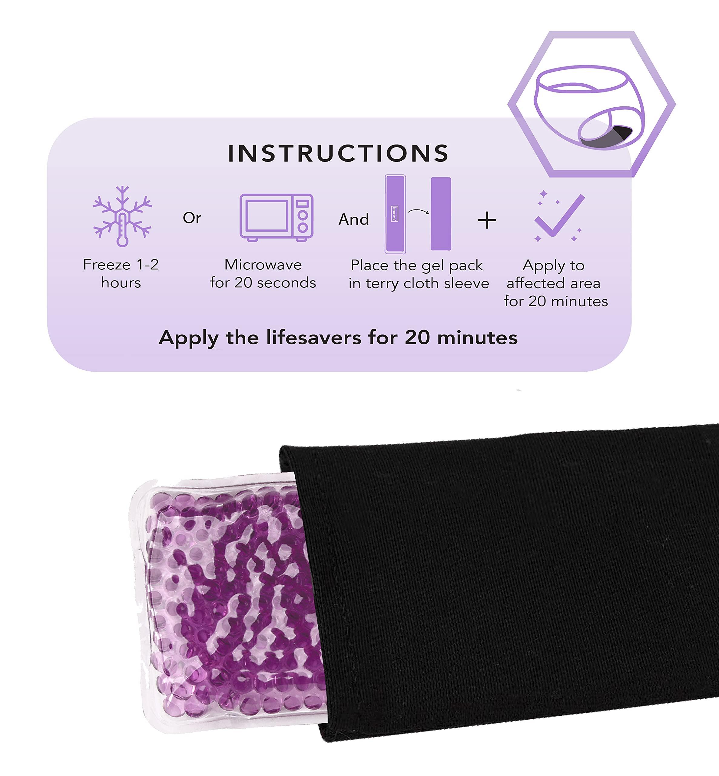 LEONNS Reusable Perineal Ice Packs for Postpartum - 3 Postpartum Ice Packs with Soft Satin Sleeves- Post Partum Relief Ice Pads with 2 in 1 Hot or Cold Pack Functionality