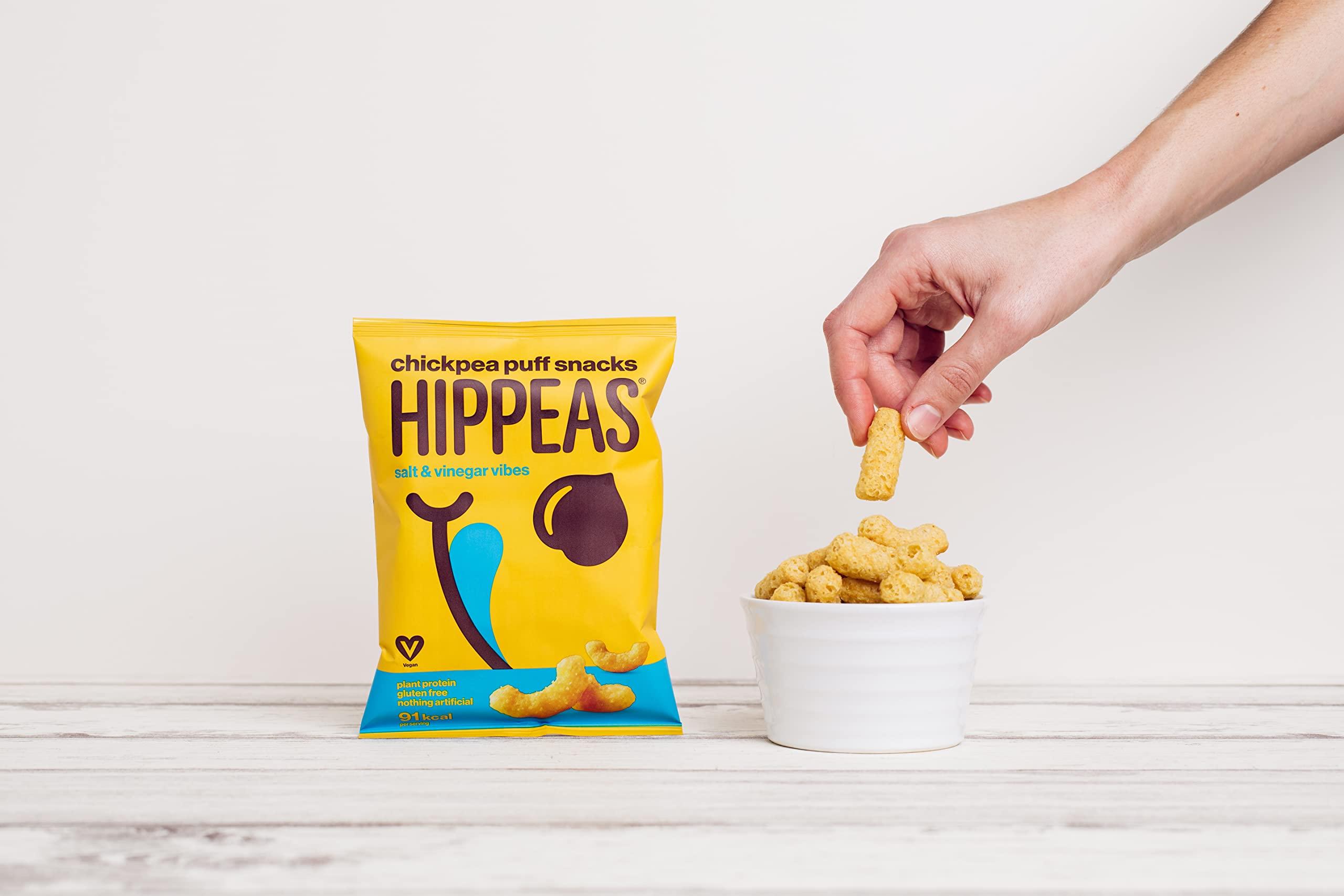 Hippeas HIPPEAS Salt & Vinegar Chickpea Puff Vegan Crisps Multipack | 50 x 15g Packets | Plant-Based, Source of Protein | Free from Gluten & Artificial Flavours | Light & Crunchy - 62 calories per serving