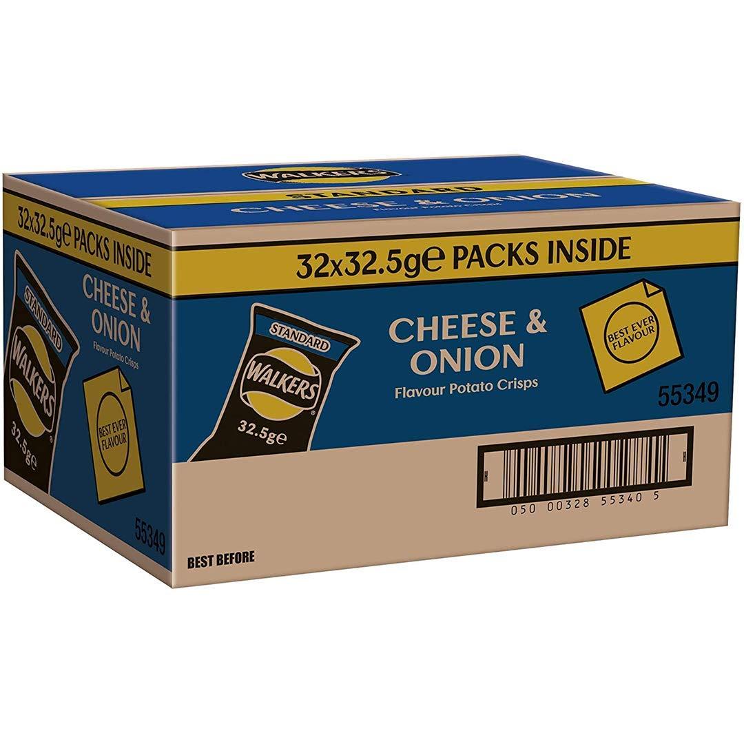 Walkers Walkers Cheese and Onion Crisps Multi-Pack Box, 32.5 g, Case of 32