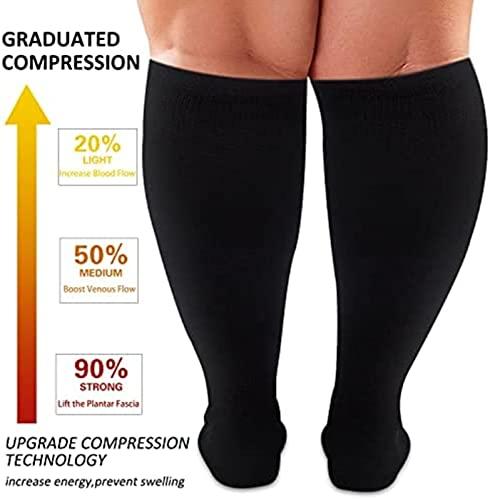 Cheeroyal Cheeroyal 1 Pack Plus Size Compression Socks for Women and Men, 20-30mmhg Extra Large Wide Calf Knee High Stockings for Circulation Support (7XL, black)