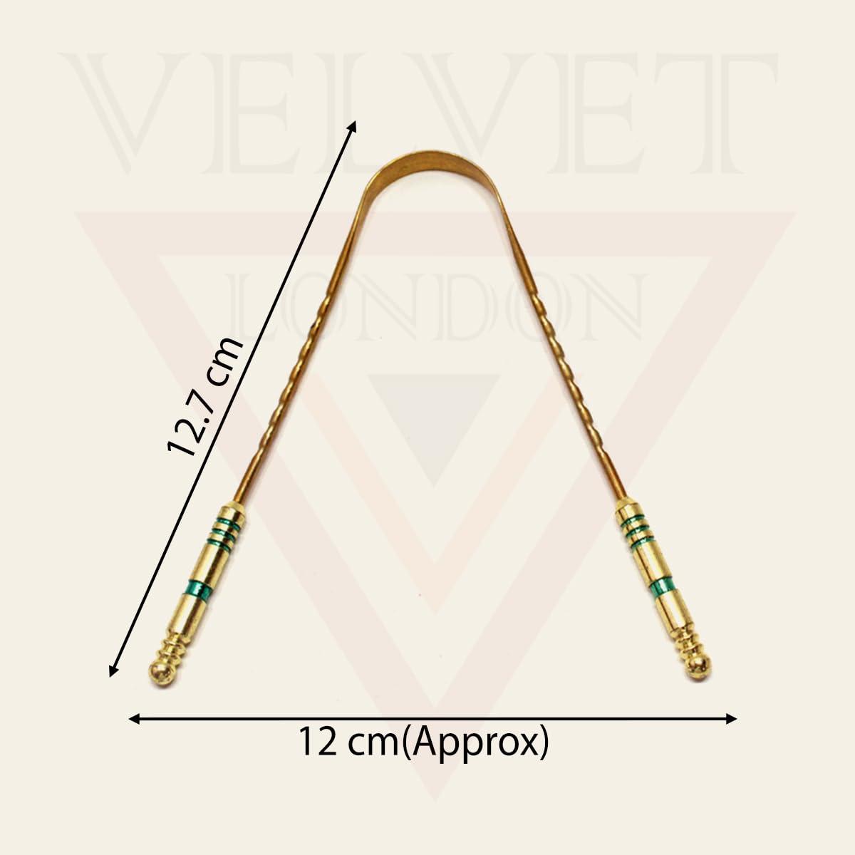 velvet london VELVET LONDON Brass Tongue Scrapers for adults, Grip Handles Tongue Scraper, Dental Care Hygiene Oral Care Ayurvedic Mouth Tongue Cleaner Fresh Breath, U shape (Brass (Pack of 5))