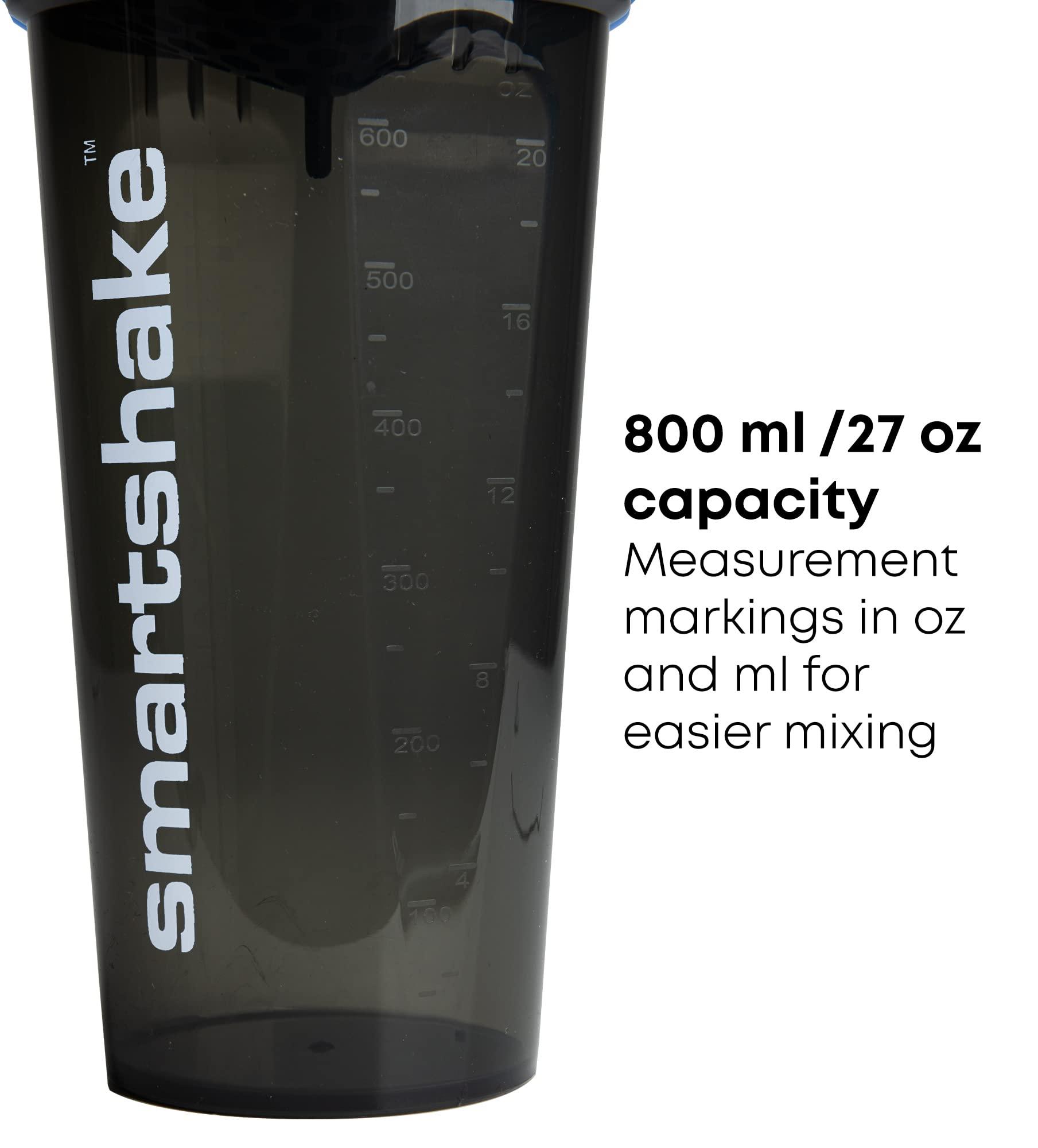 Smartshake Smartshake Glossy Lite Protein Shaker Bottle 800ml 27 oz Leakproof BPA Free Gifts for Mens Womens Gym Shaker Drink Bottle for Protein Shakes + Protein Powder - Black