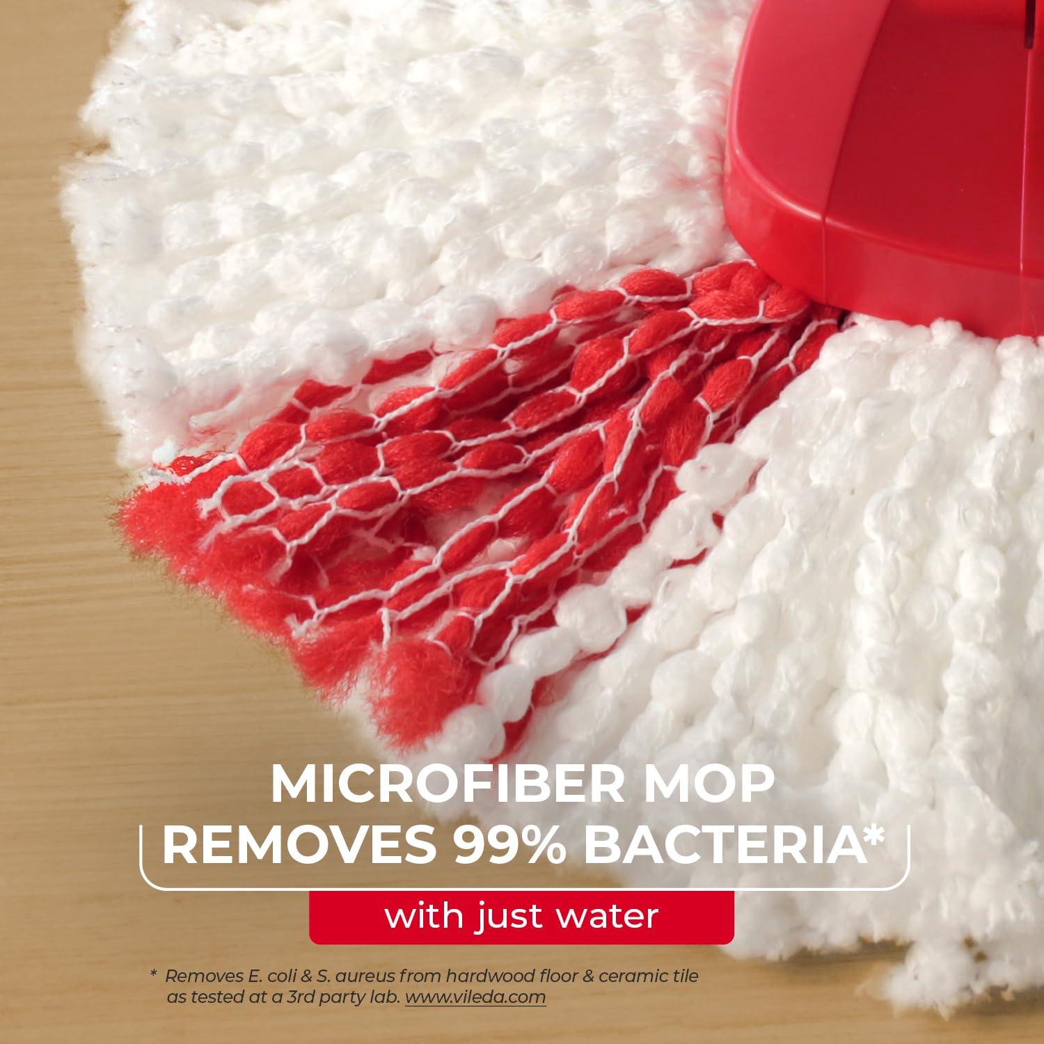 Vileda Vileda Easy Wring & Clean spin mop & bucket set with foot pedal | Vileda |3-Piece Handle 130 cm |Floor mop with spinning wringer | Turbo Refill 100% Microfibre mop head |