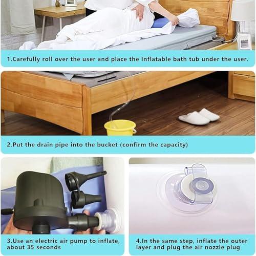 WQZzjm WQZzjm Inflatable Bathtub Kit, Portable Inflatable PVC Body Wash Basin, Bedside Bathing Aid for Disabled, Elderly