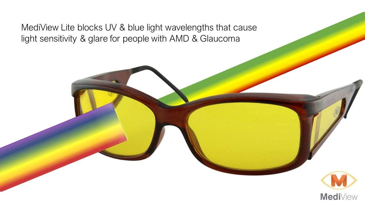 MediView MediView Low Vision Glasses for Macular Degeneration, Glaucoma and Retinitis Pigmentosa RNIB | Unisex | Yellow Lenses | Brown Frame