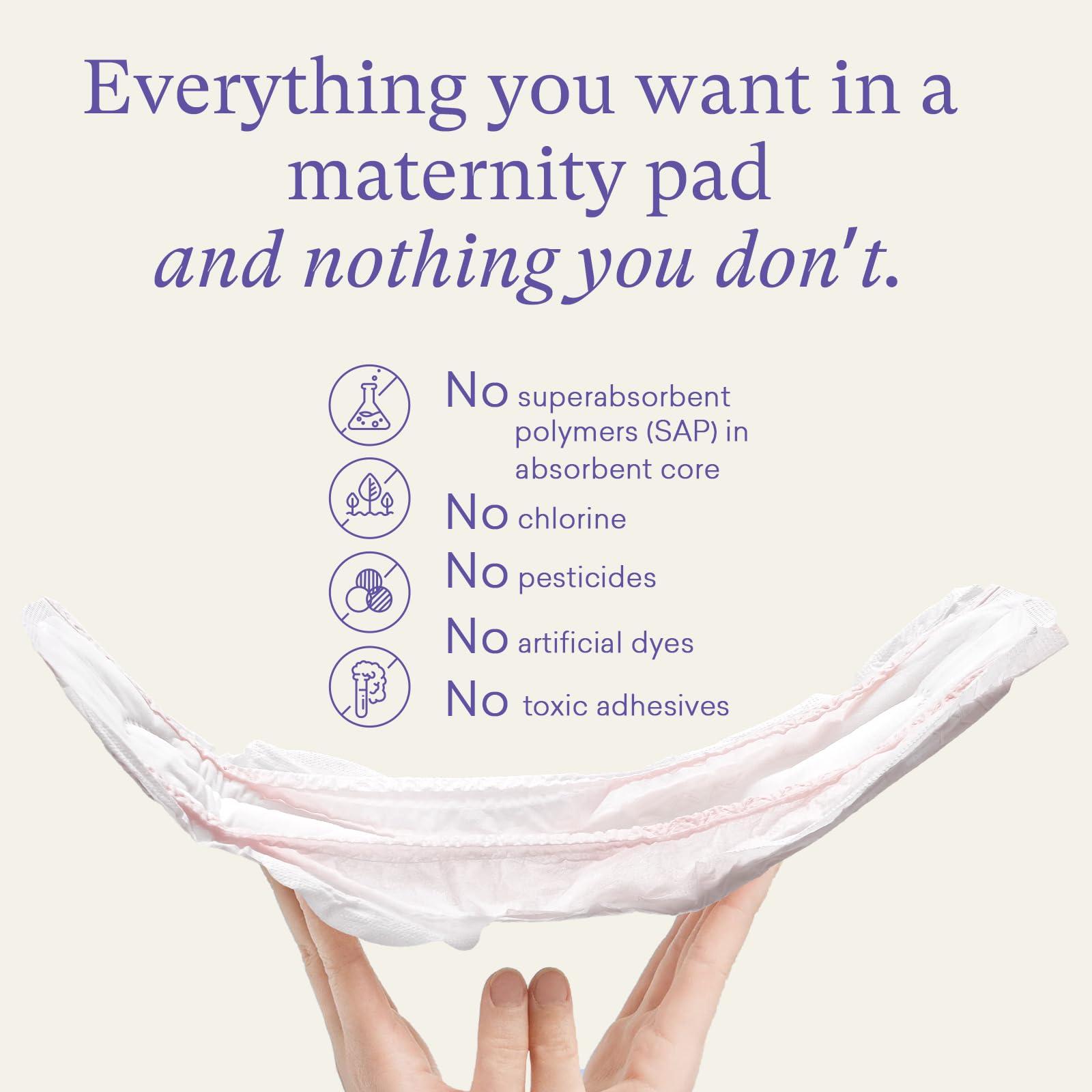 PurComfy PurComfy Premium Postpartum Pads with Wings Extra Long Maternity Pads Large Maximum Absorbency Post-partum Incontinence Pads Ultra Soft Heavy Flow Secure Leak Protection After Birth Pads, 24 Count