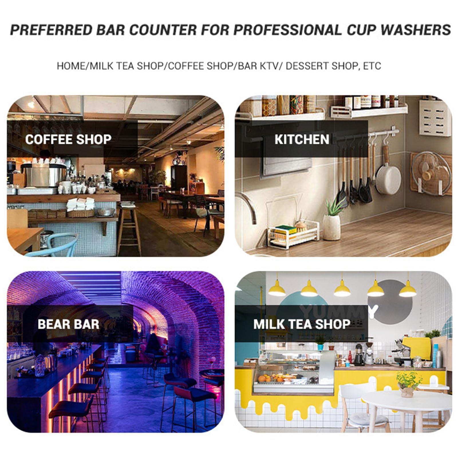 MaxtiL MaxtiL Automatic Cup Washer with Brush, Glass Rinser for Kitchen Sink, Bottle Washer, Faucet Glass Rinsing, 360 Rotary Jet, Brushed 304 Stainless Steel, for Home Bar Cafe black