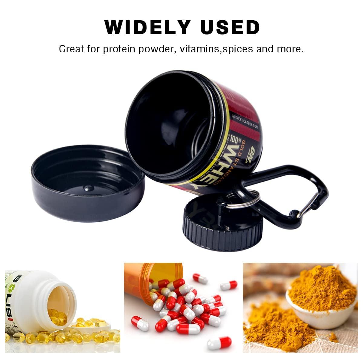 FreshCart Basics Protein Bottle Portable Mini Container Outdoor Sports Nutrition Supplements Powder Storage To-Go Container Keychain Funnel Pill Box Small Water Cup Keychain Gym Workouts Fitness Travel (100 ml)