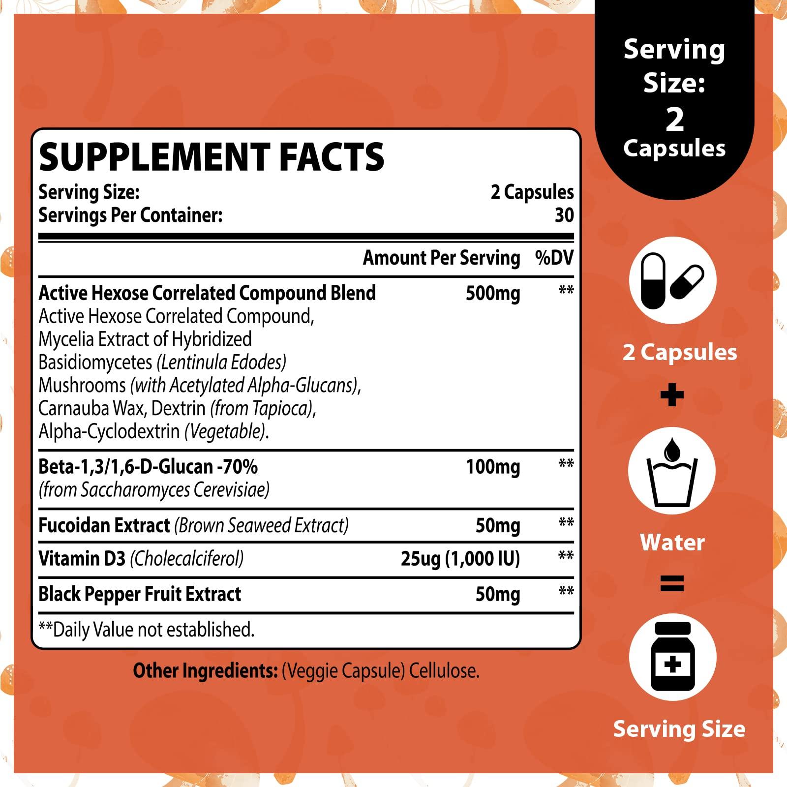 P!nkTribe Active Hexose Correlated Compound 500mg - Supports Immune Health, Liver Function & T-Cell/Natural Killer Cell Activity - 60 Veggie Capsules (Pack of 1)