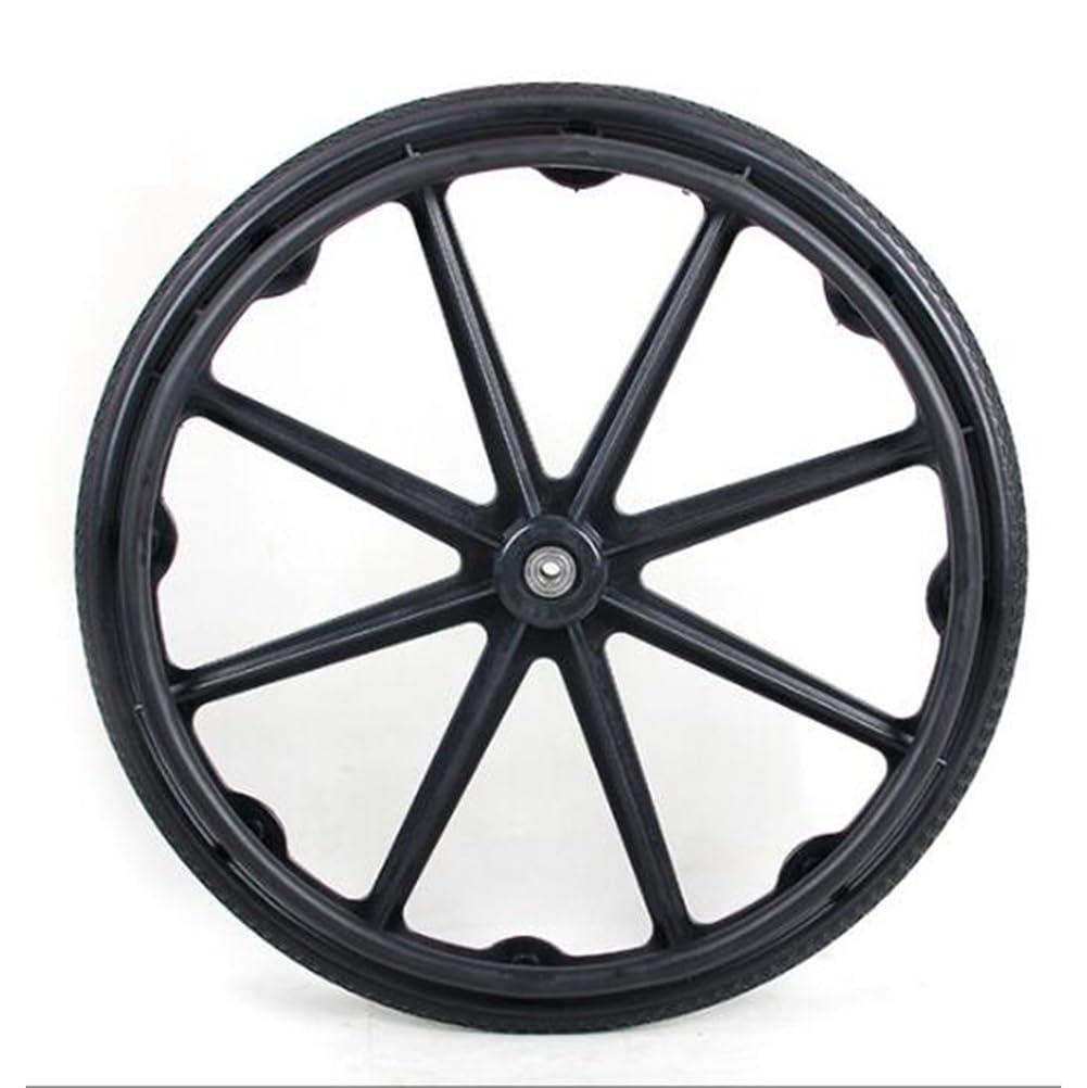 W.H HOME 24" Wheelchair Wheels Non-Pneumatic (Pair), 241 3/8 Rear Wheel Replacement Parts, Polyurethane Solid Tires for Most Manual Wheelchairs, 12mm Bearing Hole