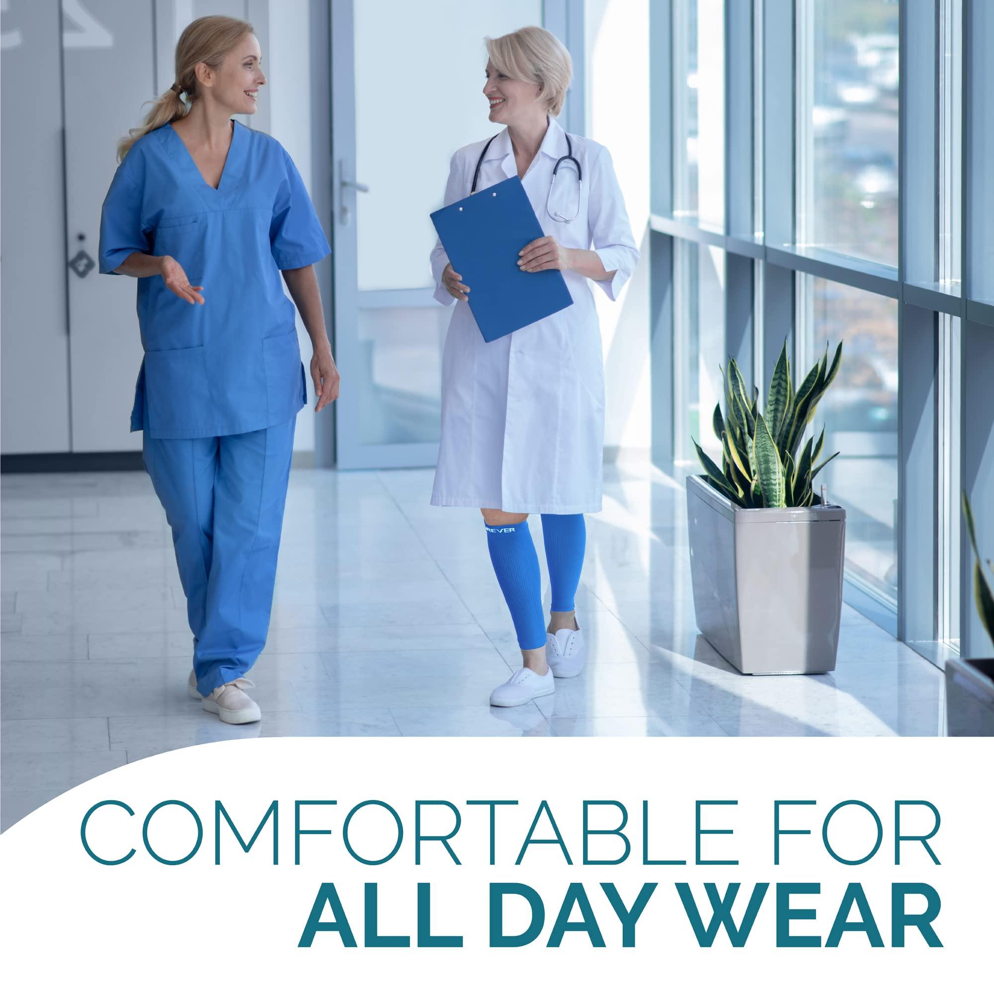 Run Forever Run Forever Sports Calf Compression Sleeves - Leg Compression Socks for Shin Splint, Varicose Vein & Calf Pain Relief (Blue, Medium)