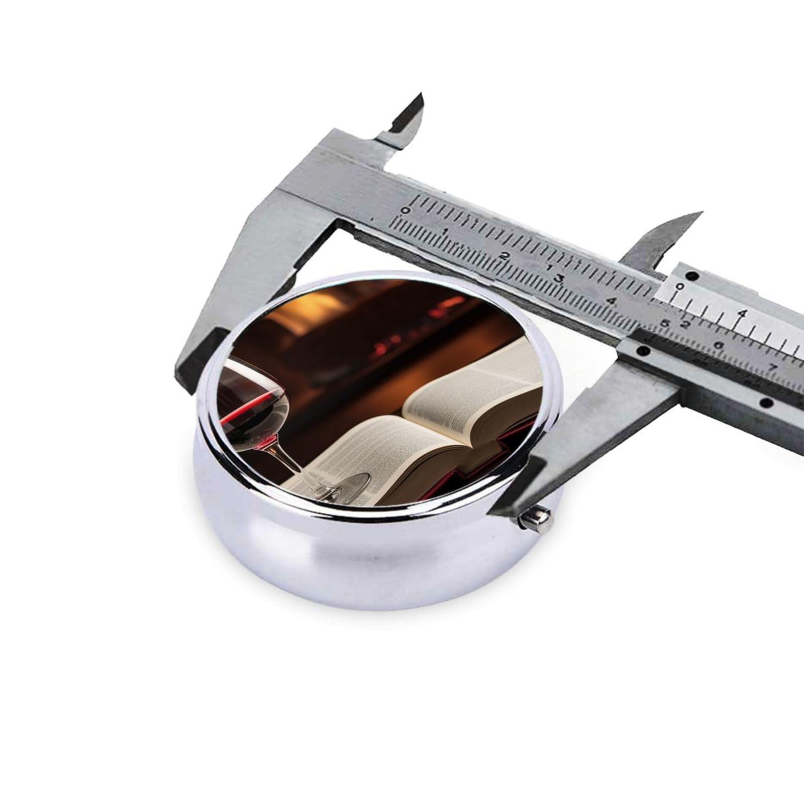 KHiry KHiry Round Pill Box Pill Case Weekly Pill Organizer with 3 Compartments Red Wine Book Pillbox Small Pill Container Portable Vitamin Holder Boxes for Supplements Medicine Organizer for Pill