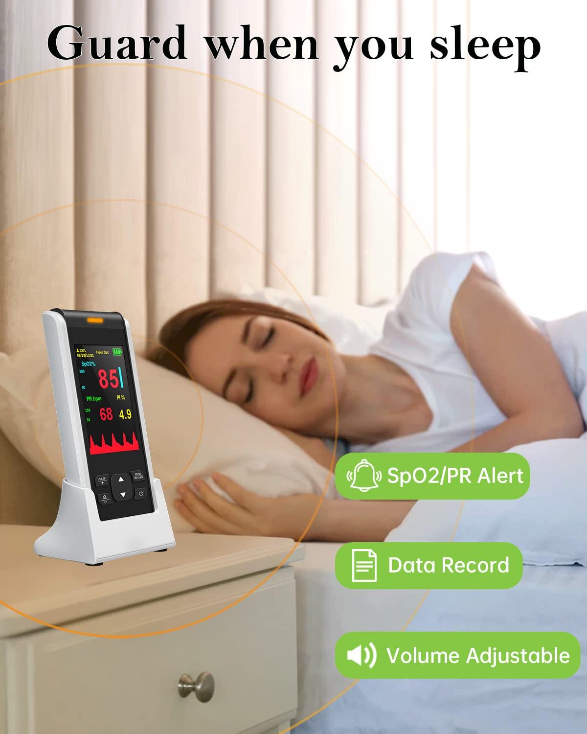 HOLFENRY Oxygen Monitor Finger Adults, HOLFENRY Handheld Pulse Oximeter Oxygen Machine with Alarm/Oxygen Saturation Monitor CE Approved UK, Free APP Tracking SpO2, Heart Rate and PI