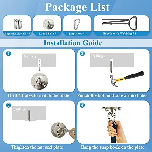 Mybow Bed Trapeze for Elderly Bed Pull Up Stand Assist Lift Hospital Bed Trapeze for Bed Mobility Transfer Ceiling Mounted Grab Bar Trapeze Overhead Stand Ladder Bed Standing Helper for Disabled Handicap