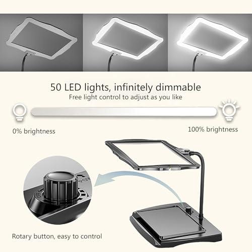 PRUTUHEA PRUTUHEA Desktop Low Vision Digital Magnifier, HD Display Electronic Reading Aid, 4X Zoom, Touch Dimming, Rechargeable Design, for Reading, Writing, Viewing Maps(White)