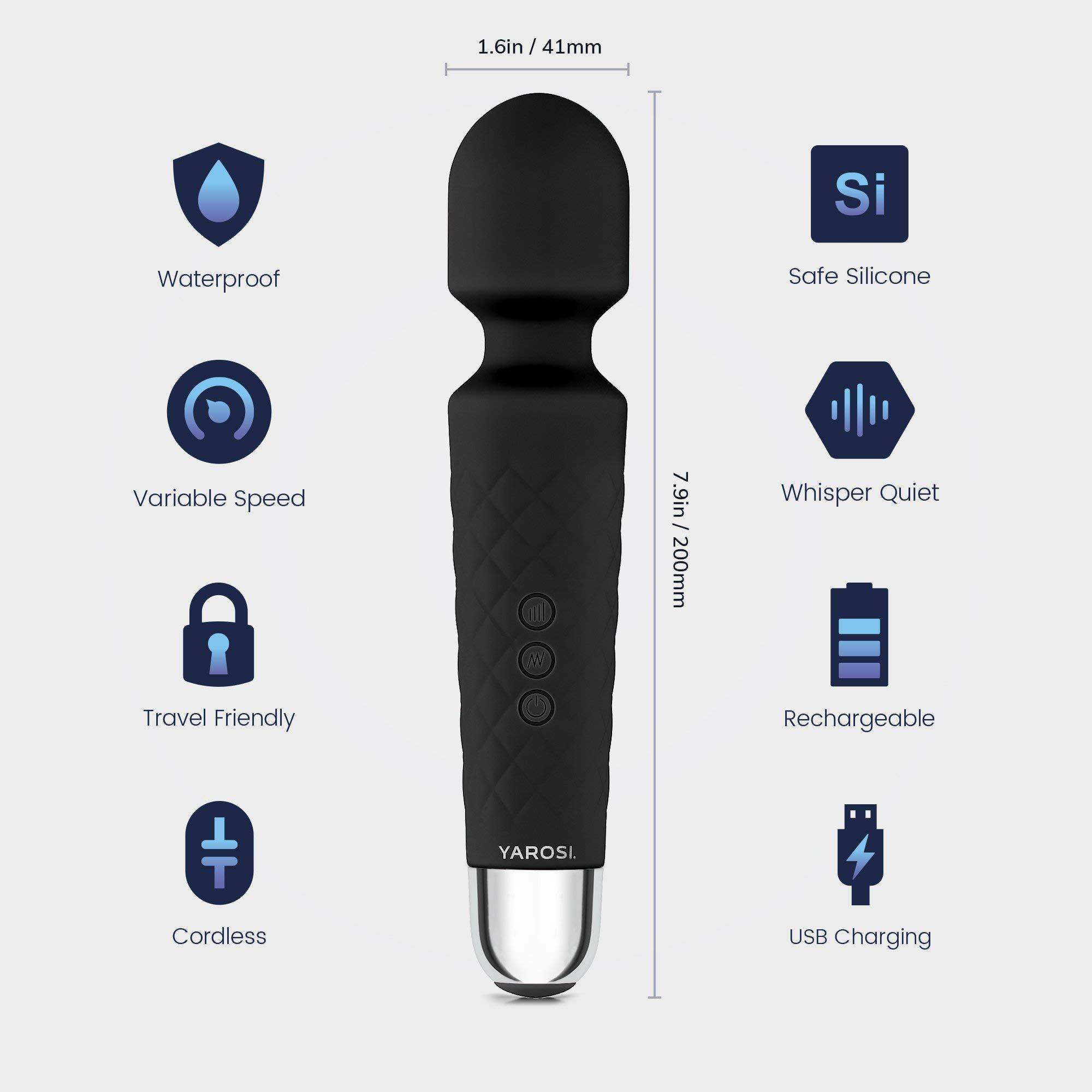 Yarosi Yarosi Mini Massager- Strongest Cordless Handheld Vibrating Power - Best Rated for Travel Gift - Magic Stress Away - Perfect on Neck Back Foot Hand Pains and Sports Injury - Black