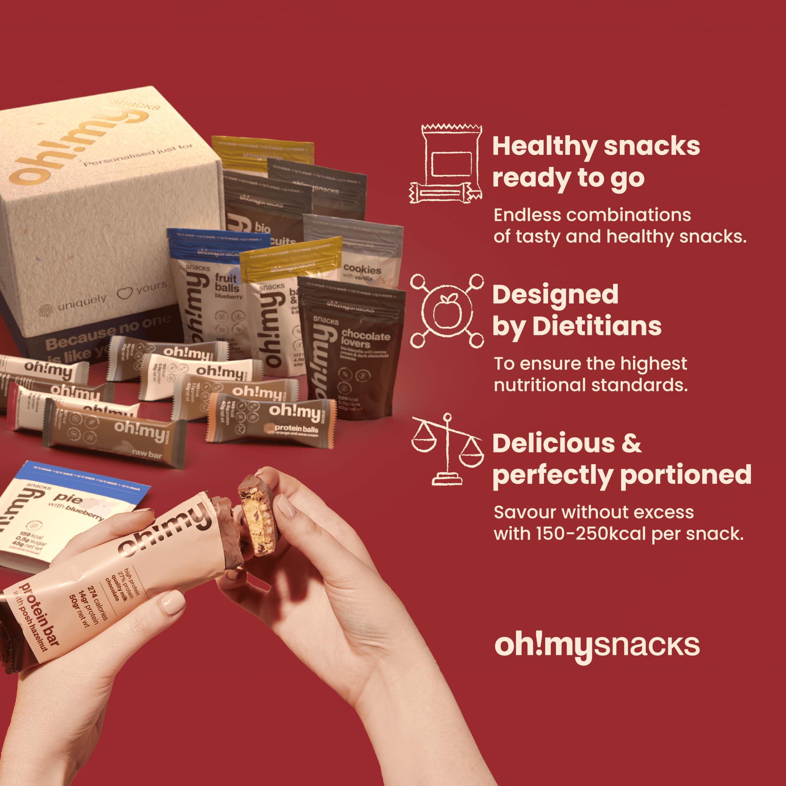 Oh My Snacks Oh!mysnacks Christmas Hamper - Personalised Gift Hamper of Healthy Snacks | Snack Hamper for Adults with Protein Bars, Cookies and other Low Calorie Sweets | Christmas Food Hamper (60 Snacks)