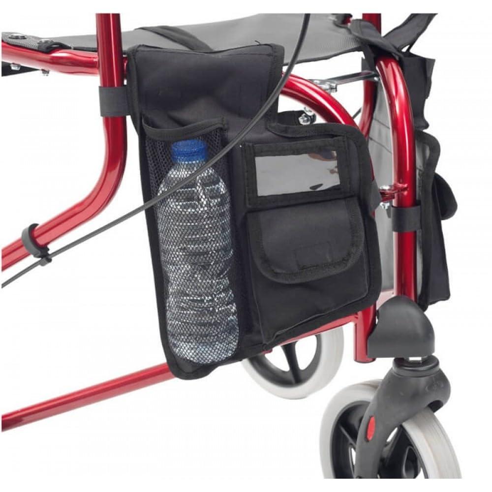 Elite Care Tri Walker with seat/Lightweight 3 Wheeled rollator with Brakes and Shopping Bag (Red)