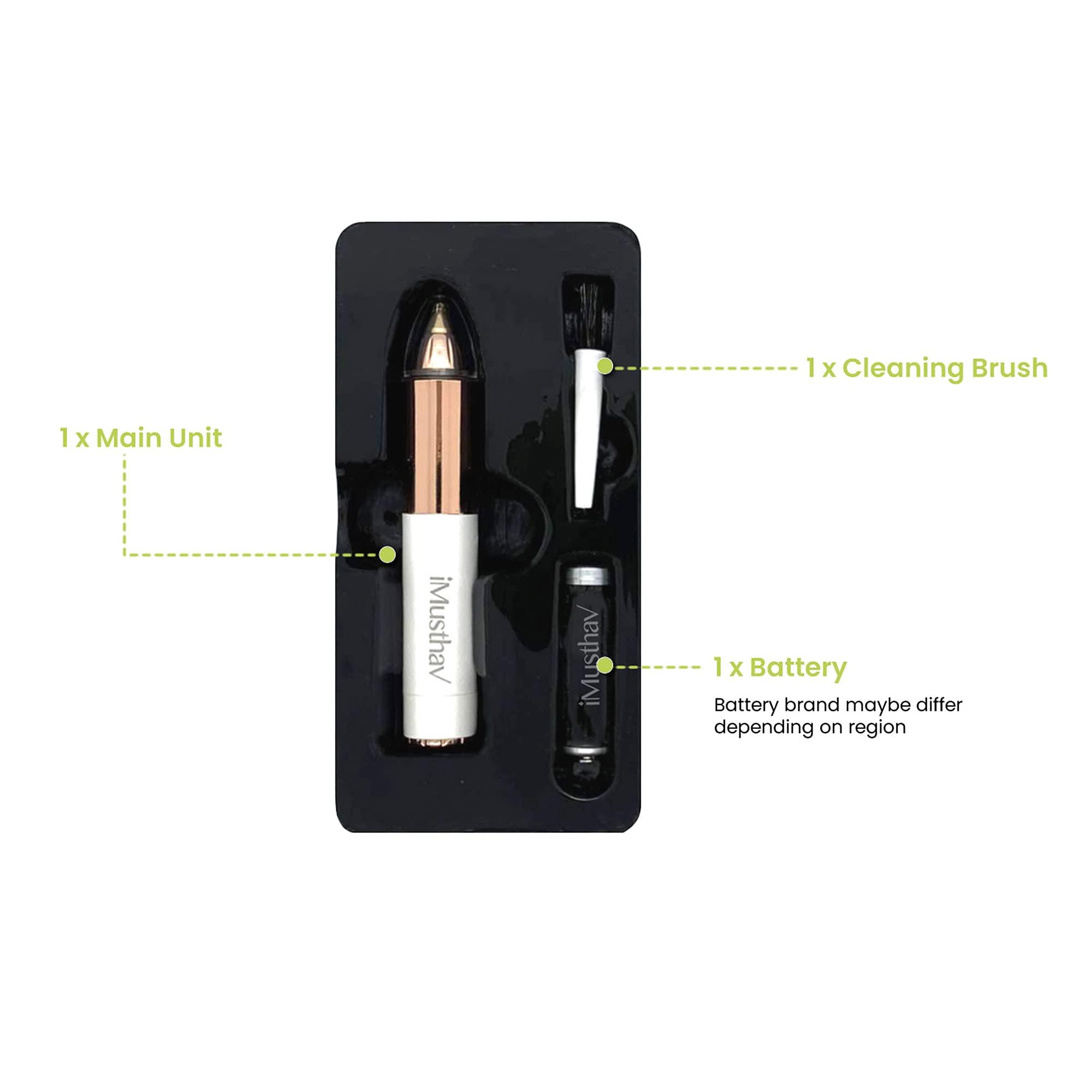 iMusthav iMusthav Mini Portable Eyebrow Removal Trimmer for Women, Eyebrow Epilator Pen, 18K gold-plated hypoallergenic precision pencil-tip. 360 LED light for Instant and Painless Hair Removal.