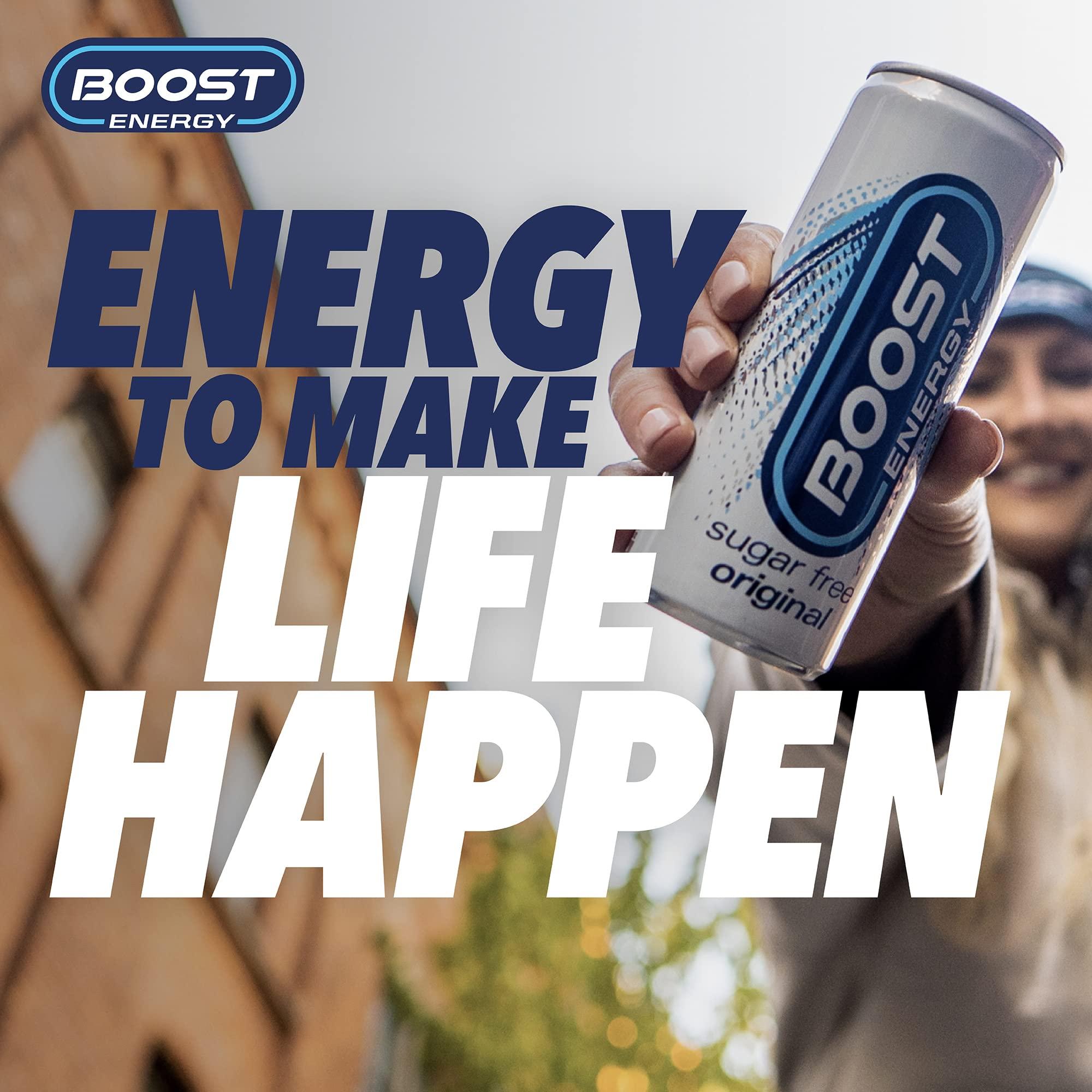 Boost Boost Energy Drink Sugar Free Original - 24 Pack Drinks with Caffeine, Taurine and Vitamin B | Carbonated Energy Drinks | Gluten Free Vegan Low Calorie Zero Sugar Fizzy Drinks | 24x250ml