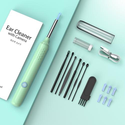 LMECHN LMECHN Ear Wax Removal, Ear Camera Otoscope with LED Light, Ear Wax Removal Kit with 1080P, 3.5 mm Waterproof Ear Endoscope, Ear Cleaning Kit for iPhone, iPad, Android Phones-Green