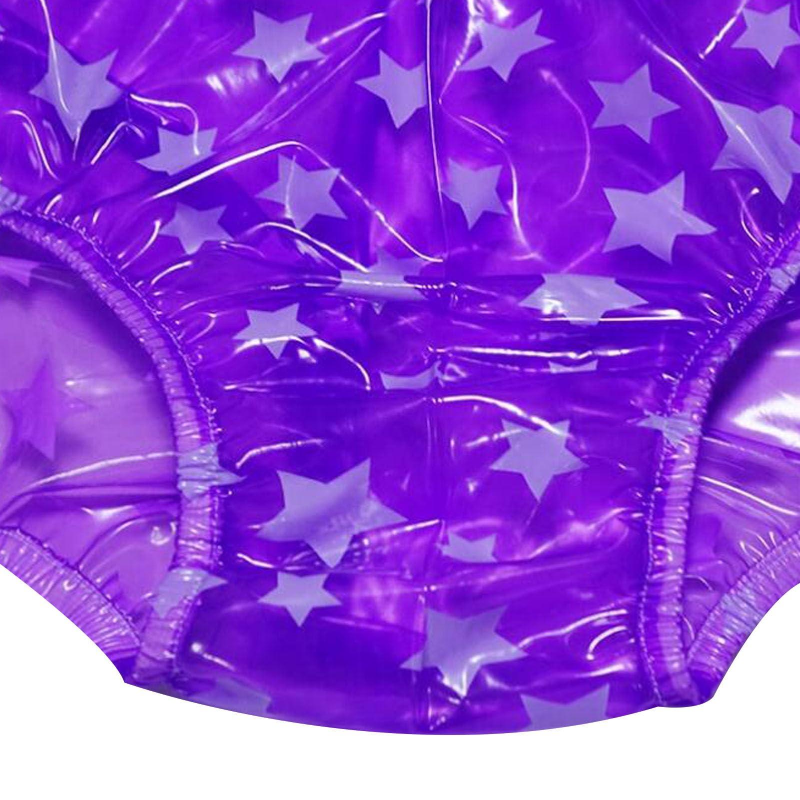 CSGTUO Adults Waterproof Incontinence Plastic Pants Noiseless Nappies Reusable Incontinence Pull-on Plastic Briefs Plastic Diaper Pants Cover,4XL,Blue