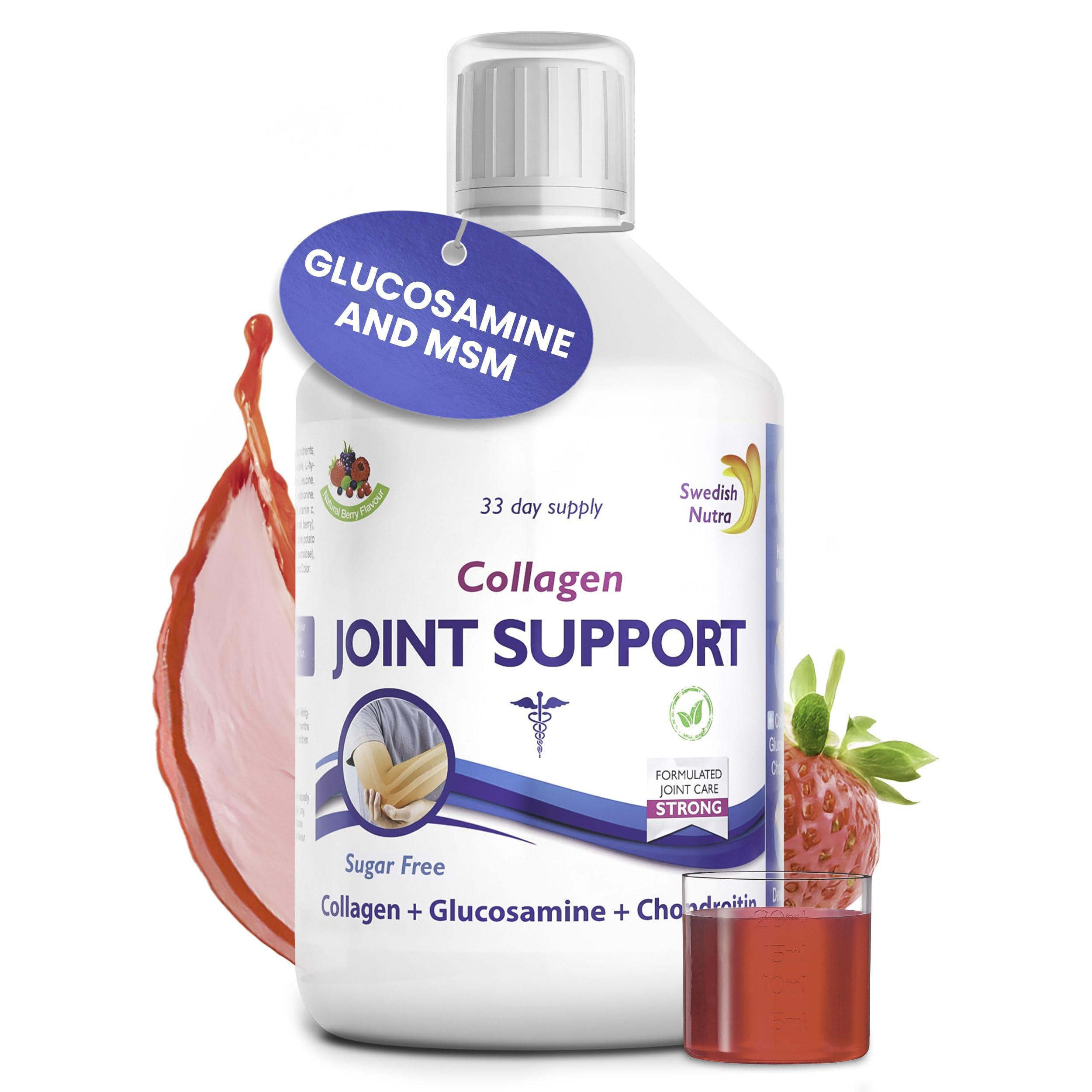 Swedish Nutra Swedish Nutra - Joint Support Collagen - Pack of 500ml, 33 Day Supply | Berry Flavour | with Glucosamine & MSM | 100% Natural Flavour, Sugar & Gluten Free | High Absorption Rate