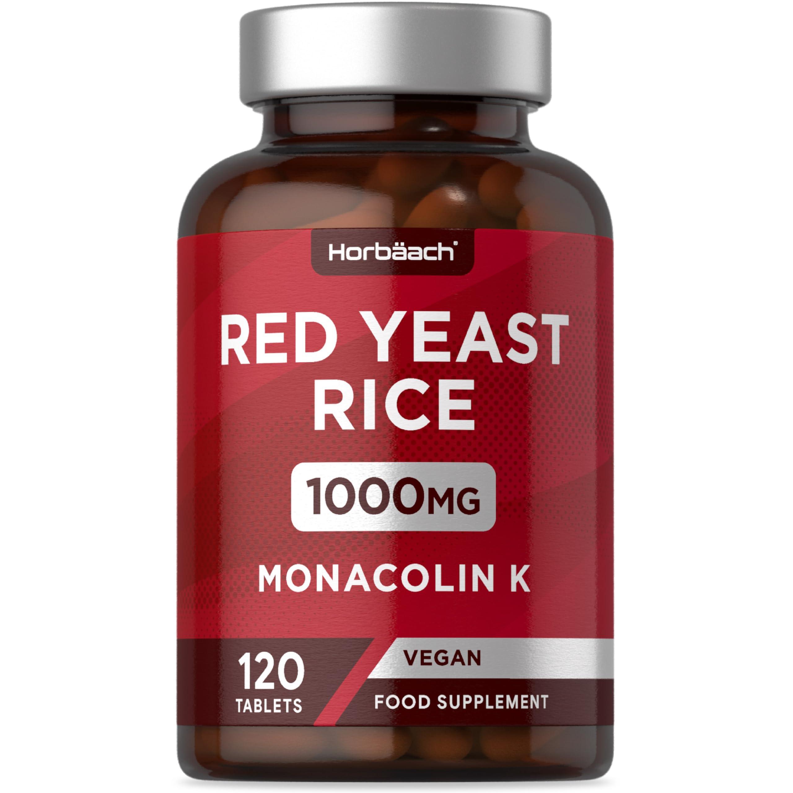 Horbach Red Yeast Rice 1000mg | 120 Vegan Tablets | High Strength Supplement with Monacolin K | No Artificial Preservatives | by Horbaach