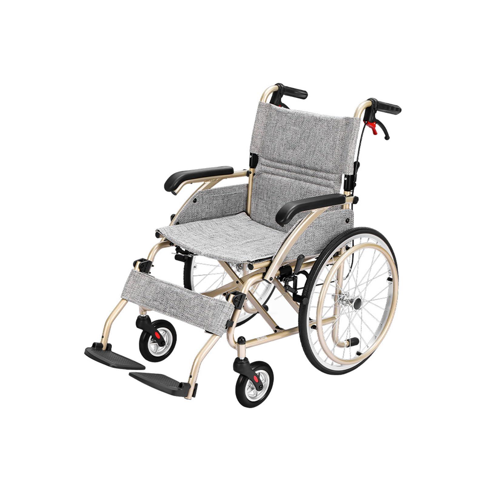 WWTSMYXGS air Lightweight Foldable Self-Propelled air Portable Manual air W/Front and Rear Parking Brake Multifunctional All Terrain air Scooter for Elderly Transit Chair