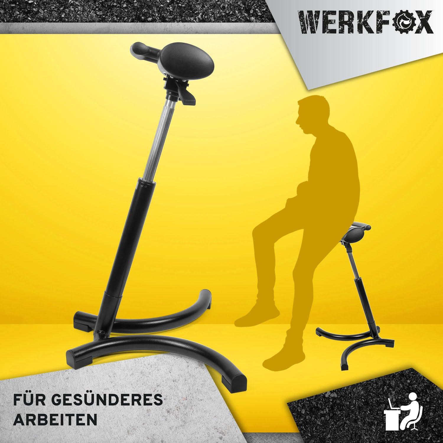 Werkfox Werkfox Standing Stool Ergonomic height adjustable stool; Standing aid workshop stool standing chair for desk, office, industry.