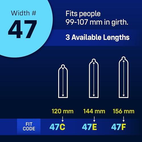ONE MyONE Custom Fit Snug Sized Condoms | Tailored Width & Length | Max Pleasure | Triple Tested Softer Latex | Lubricated | Nontoxic, Vegan, Non-GMO | 49F: Width 49 mm (49), Length 156 mm (F)