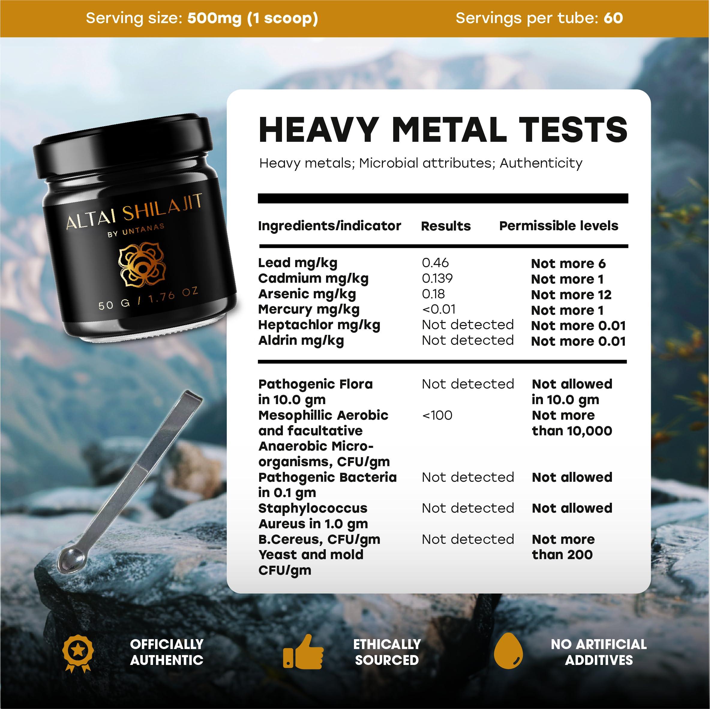 UNTANAS Altai Shilajit Resin - 50g Pure Shilajit - Gold Grade Shilajit - 6 Months Supply - for Vitality & Mental Clarity - Authentic Extraction Method - Fulvic Acid + Humic Minerals