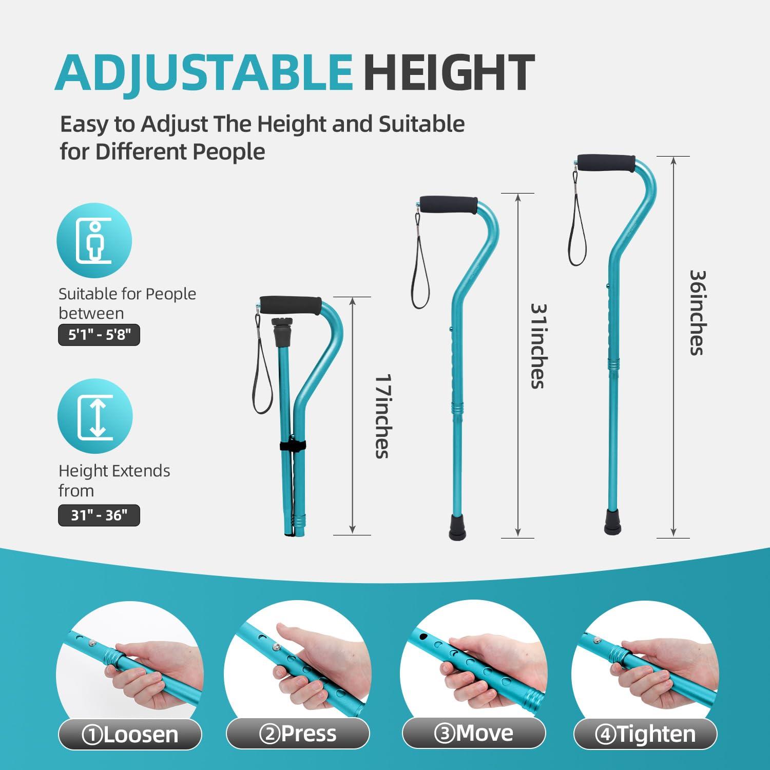 BeneCane BeneCane Walking Cane for Men & Women Adjustable Cane with Offset Soft Cushioned Handle -Portable Lightweight Sturdy Mobility Walker Aid for Elderly, Seniors Collapsible Cane