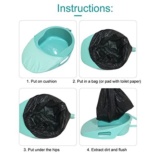 QCLUEU QCLUEU Portable Toilet Bedpan, No Spill Or Splash Design, with Soft Cushion and Cleaning Brush PP Bed Pan, for Hospital or Home Use of the Elderly and Bedridden Patients