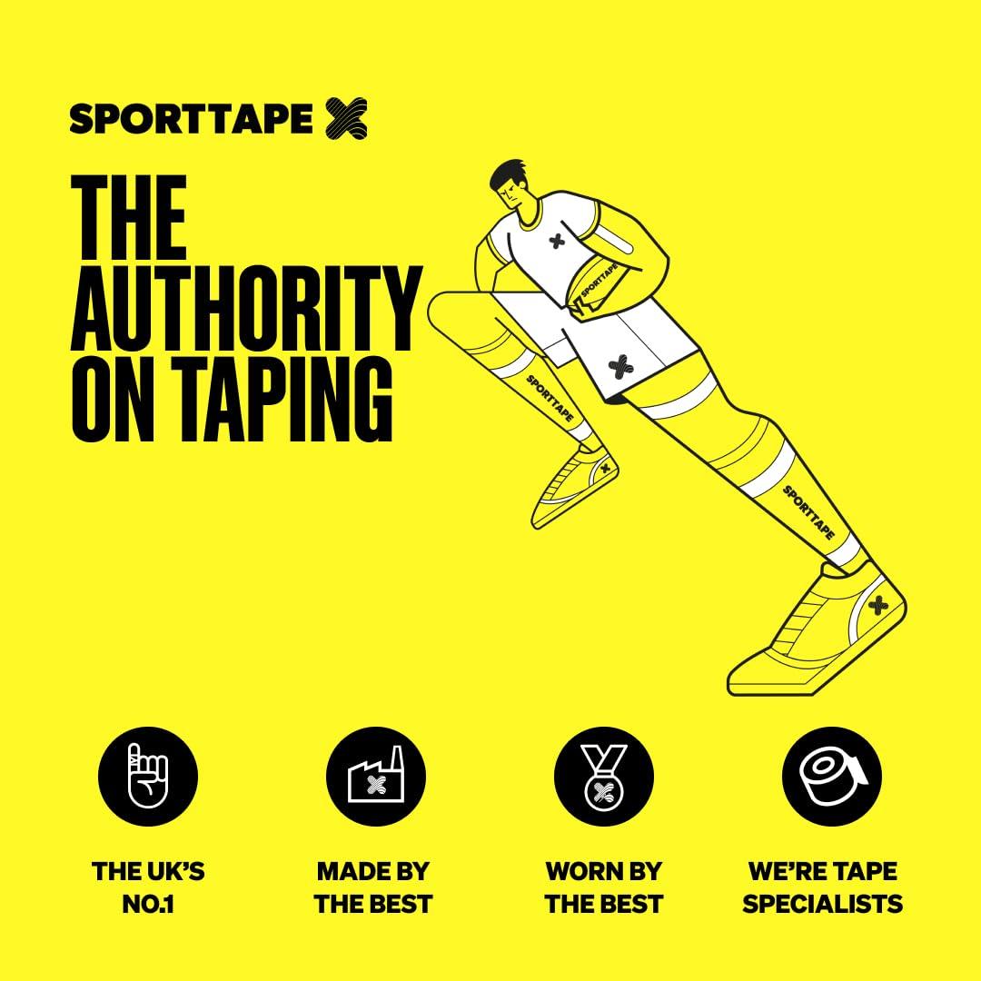 SPORTTAPE Box of 24 Rolls - SPORTTAPE EAB Tape | 7.5cm x 4.5m - Black - Tearable Elastic Adhesive Bandage | Rugby Lifting Tape, Tear Light Strapping Tape | Medical, Lifting Blocks, Knee Strapping, Elbow & Wrist