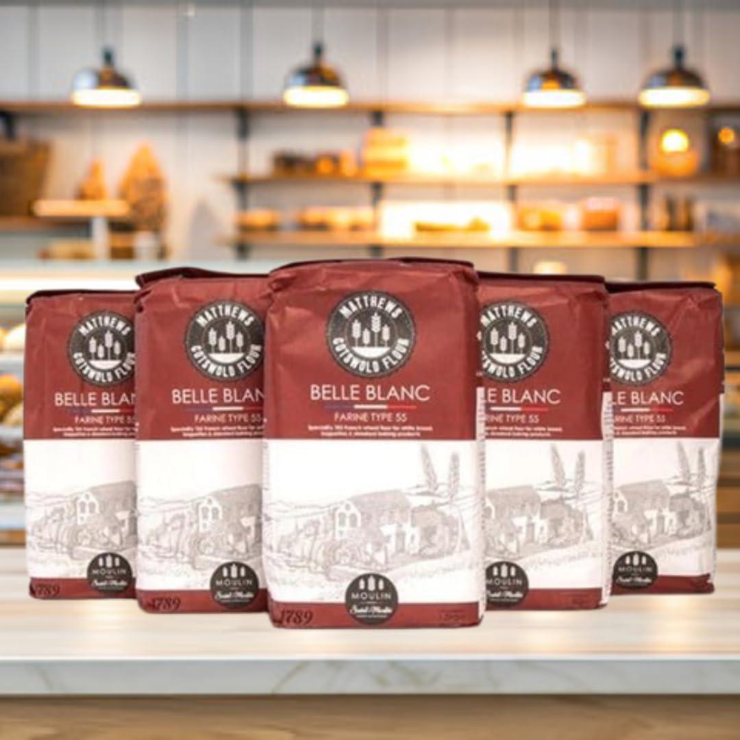 Generic Matthews Cotswold Belle Blanc French T55 Flour 5X1.5Kg | 100% French wheat for an authentic product | Premium Flour