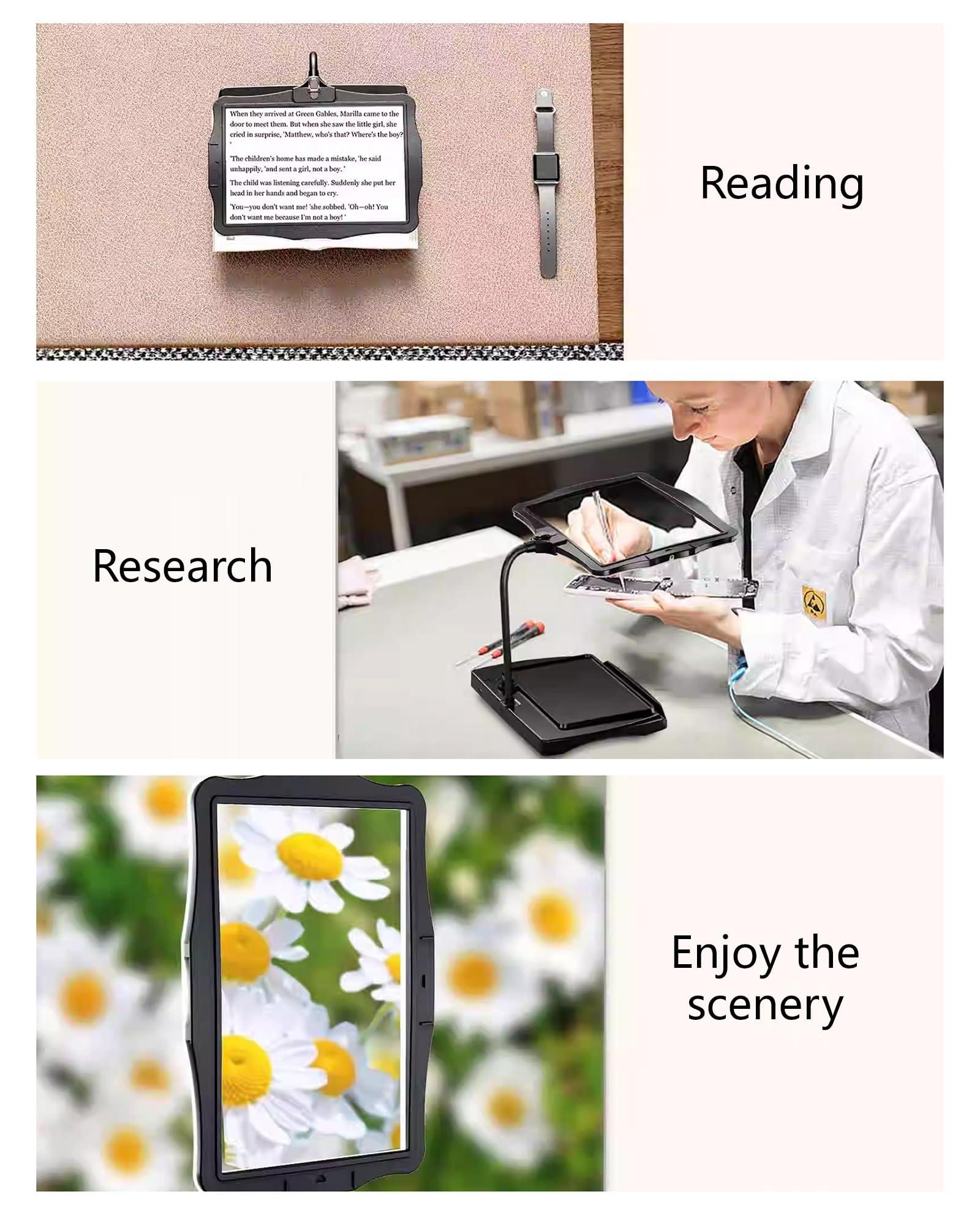 PRUTUHEA PRUTUHEA Desktop Low Vision Digital Magnifier, HD Display Electronic Reading Aid, 4X Zoom, Touch Dimming, Rechargeable Design, for Reading, Writing, Viewing Maps(White)