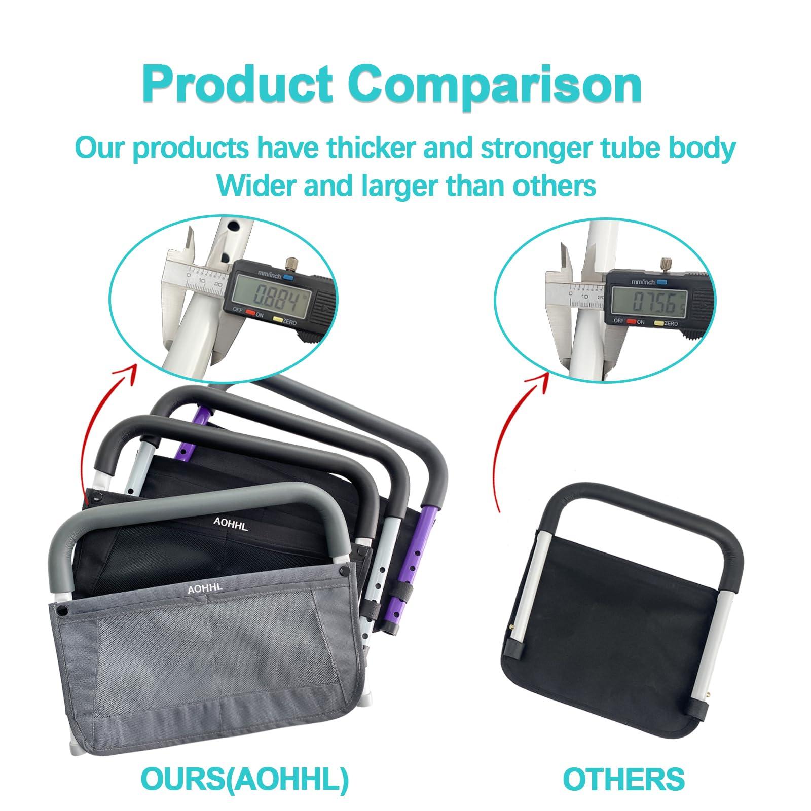 AOHHL Bed Rails for Elderly Adults Safety with Adjustable Heights Storage Pocket Assist Support Side Railings for Seniors Citizens Slides Under Mattressbed Cane Bed Guard Bed Handles Bars (White)