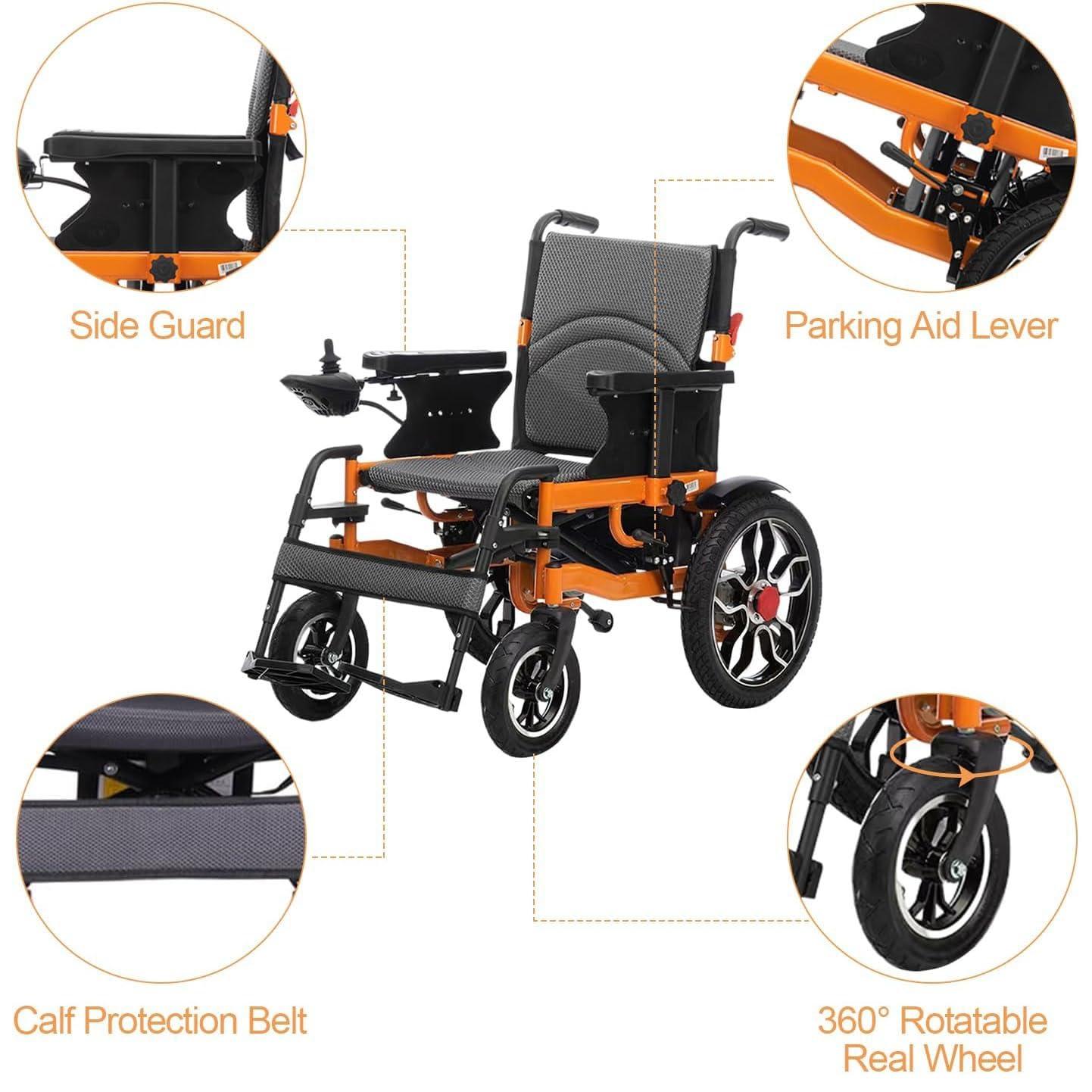 WETOBO Lightweight Foldable Electric Wheelchair for Seniors All Terrain Electric Wheelchairs for Adults Powerful Dual Motor Motorized Power Wheelchairs Up to 12 Mile Range 330 lbs Max Load
