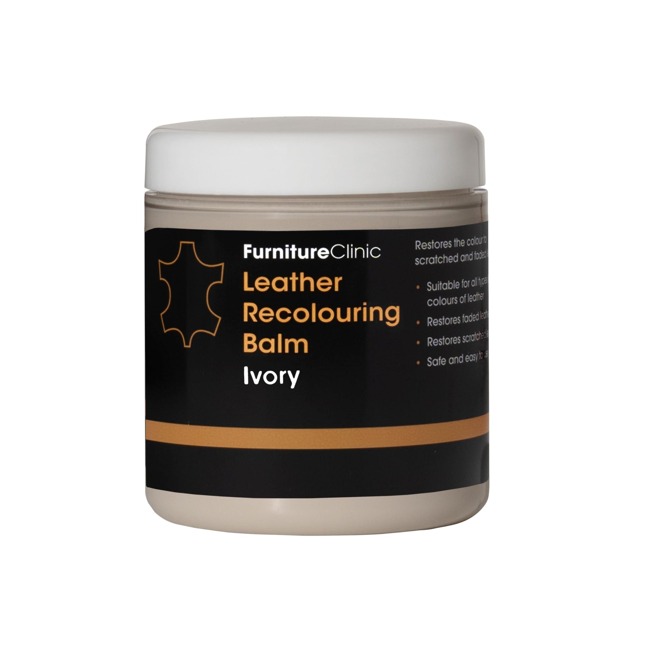 Furniture Clinic Furniture Clinic Leather Recolouring Balm - Leather Colour Restorer for Sofas, Leather Colour Repair for Faded & Scratched Leather Upholstery, Car Seats, Shoes and Clothing - 16 Colours (Ivory)