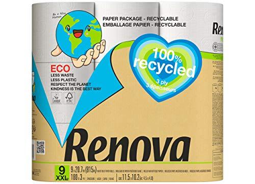 Renova Renova Toilet Paper 100% Recycled & Paper Pack 9 Units 921 g