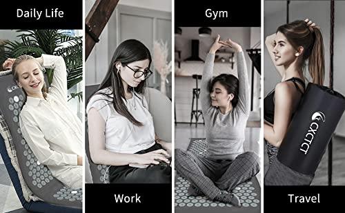 CXCTCT Extra Long Yoga Acupressure Mat Set,Massage Acupuncture Mat Large,Magnetic Mat Acupressure Bed of Nails Neck Back Pain Relief(Grey)