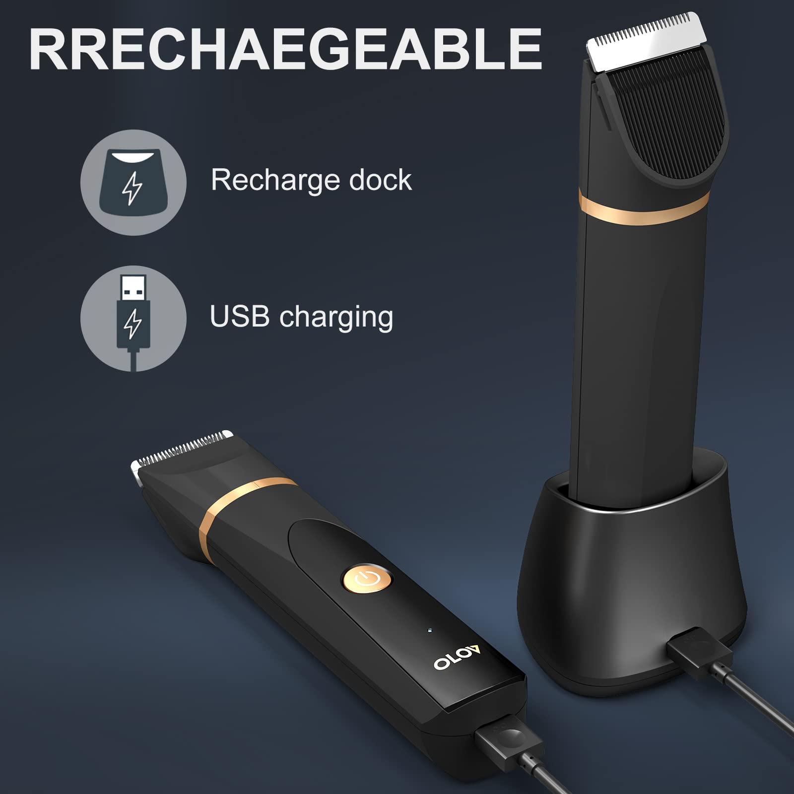 OLOV OLOV Body Groomer Men, Ball Trimmer Shaver for Men with Nose Hair Trimmer, Detachable Ceramic Blade Electric Groin Hair Trimmer, USB Recharge Dock, Waterproof Electric Razor Male Grooming Kit