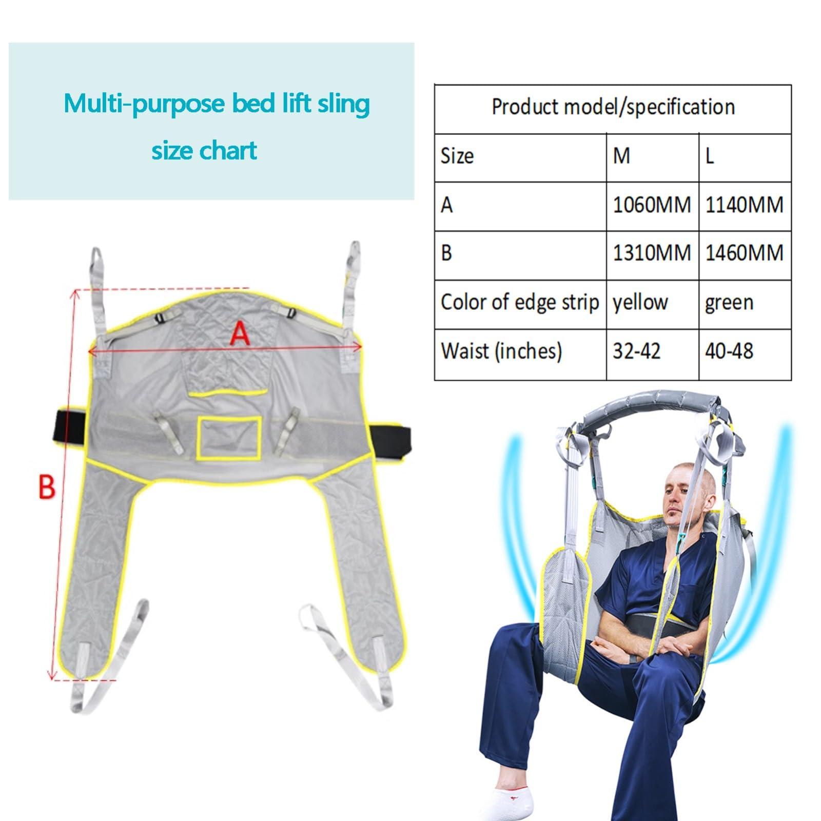 Glcfound Hoyer Lift Sling Full Body Sling with Patient Lifts Lifting Sling for Patient Transfer and Positioning and Lifting Patient Aid Full Body Toileting Sling Patient Aid One Piece Patient Lift Sling L
