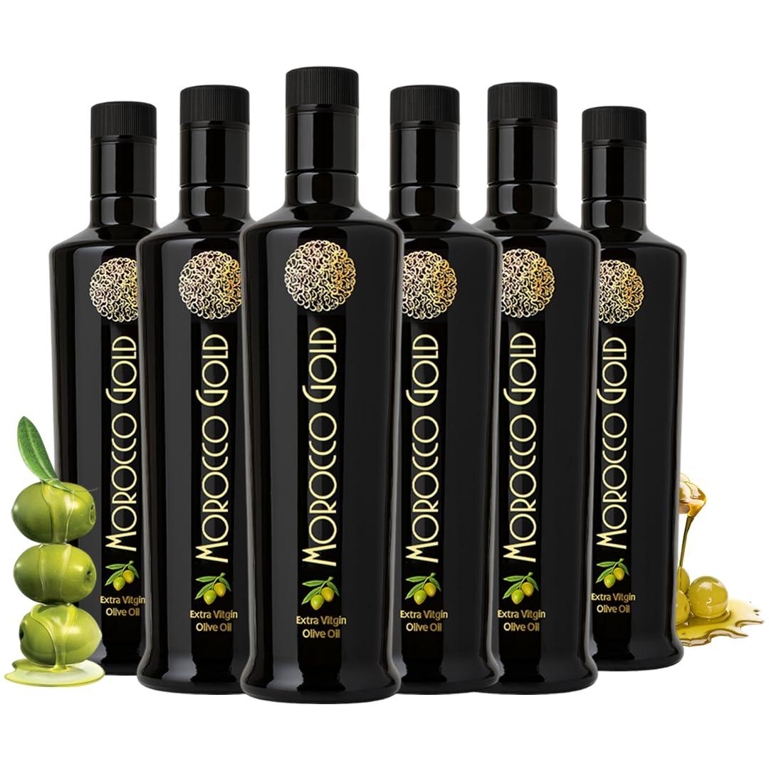 Morocco Gold Morocco Gold Single Estate Extra Virgin Olive Oil, Unfiltered, Unblended, High in Polyphenols, Early Harvest Luxury Moroccan Pure & Natural Olive Oil, 6 x 500ml (6 Bottles For The Price Of 5)