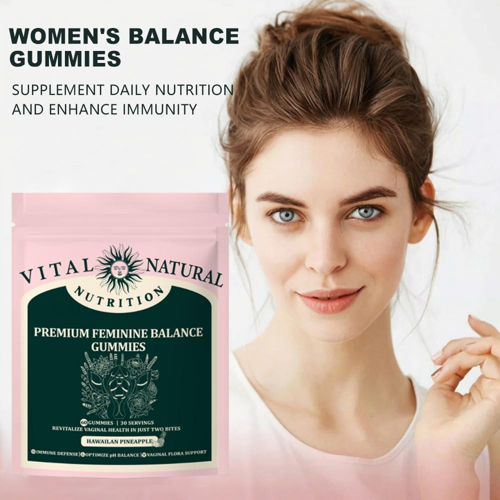 ANIANHAO Vital Source Feminine Balance Gummies Hawaiian Pineapple - Premium Feminine Balance Gummies-for Womens Health & Wellness - Immune Support - Vegan, Gluten-Free & Halal (2 Bag)