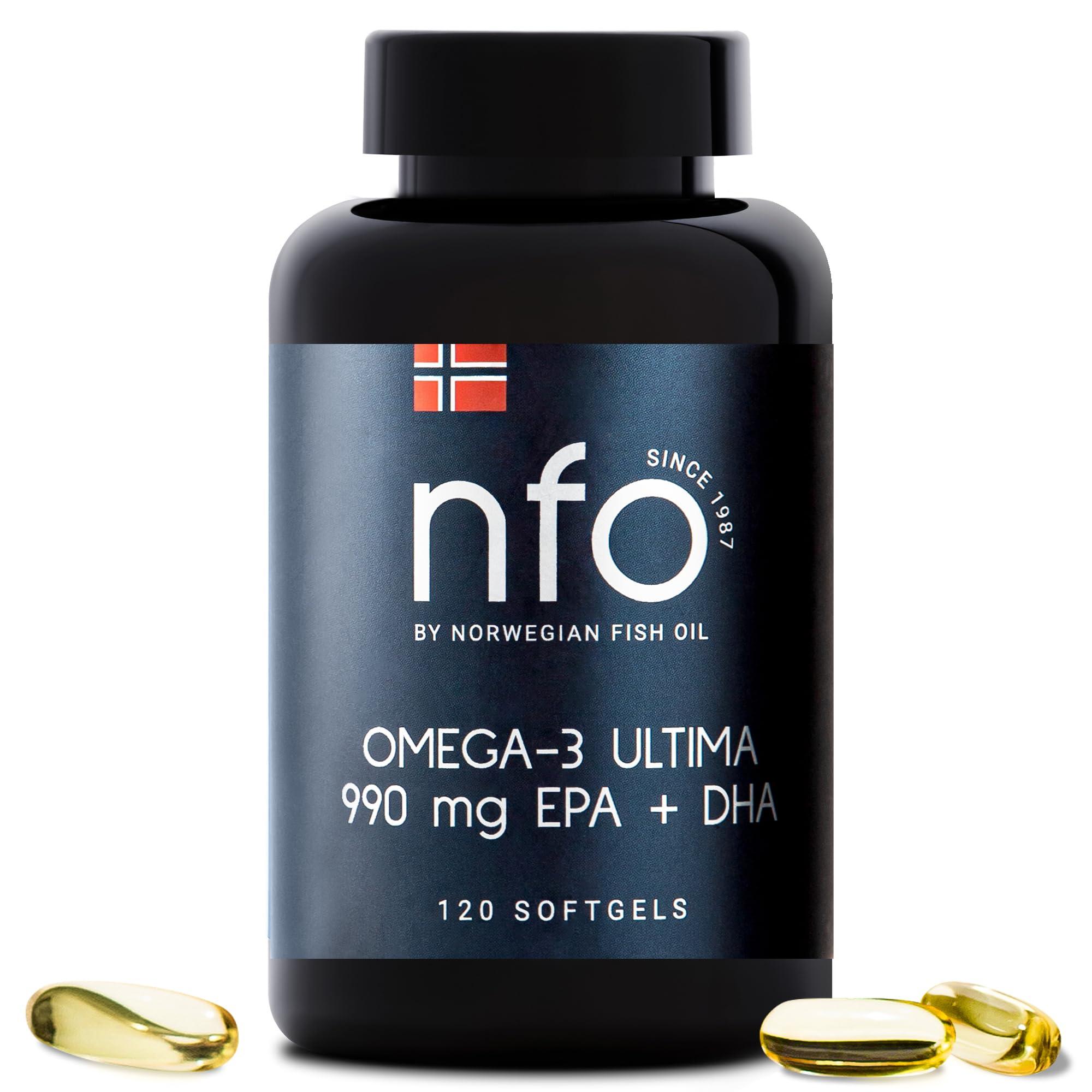 NFO NFO Omega 3 Ultima [120 Capsules] Norwegian Fish Oil with an Effective Formula with high Concentration of EPA:DHA Natural PUFA Premium Complex Made of Freshly Caught Wild Fish Produced in Norway