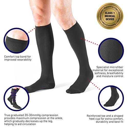Neo-G Neo G Therapeutic Compression Socks Men 20-30 mmhg knee high - for spider or varicose veins, swollen legs, feet, ankles, treating mild edema. Mens compression socks for swelling - Black - M