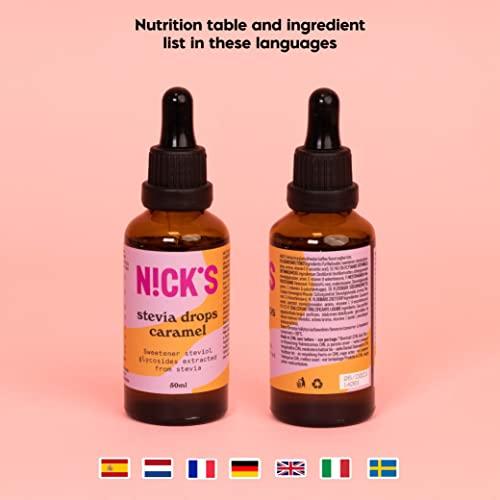 NICK'S Join our Fight on Sugar Nicks Caramel Stevia Drops (50ml) Sugar Free Zero Calorie Liquid Flavoured Keto Sweetener Gluten Free Low Carb Sugar Substitute Alternative