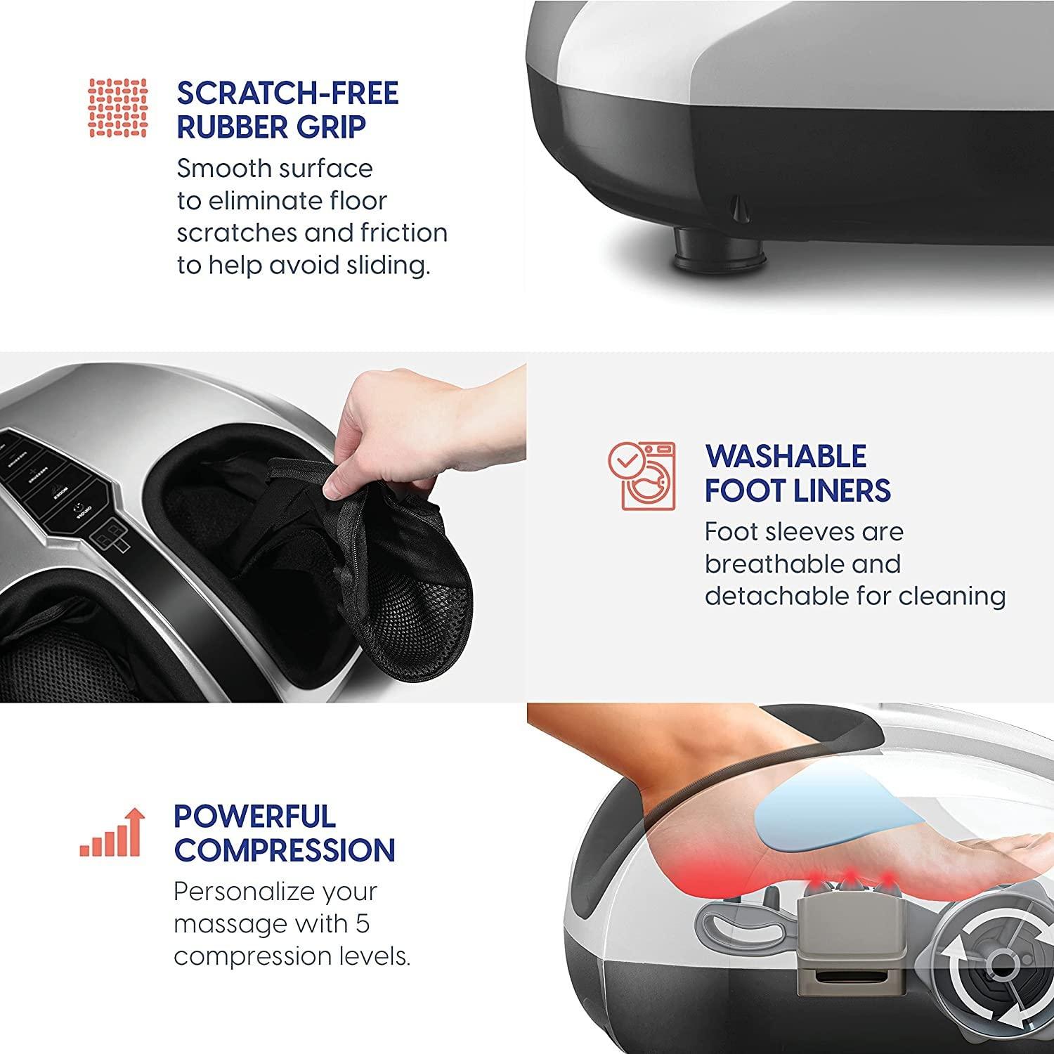 BYOUQ Foot Massager Machine - Deep Kneading Shiatsu Feet Massager for Neuropathy Pain Relief, and Improved Circulation - Soothing Heat Therapy for Plantar Fasciitis Muscle Relax